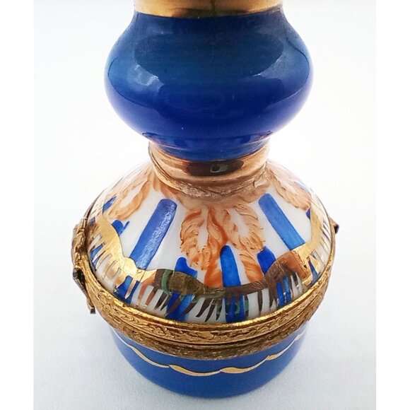 Vintage Limoges Trinket Box Table Lamp Sailboat Porcelain 90s France Signed Flaw - Picture 10 of 16